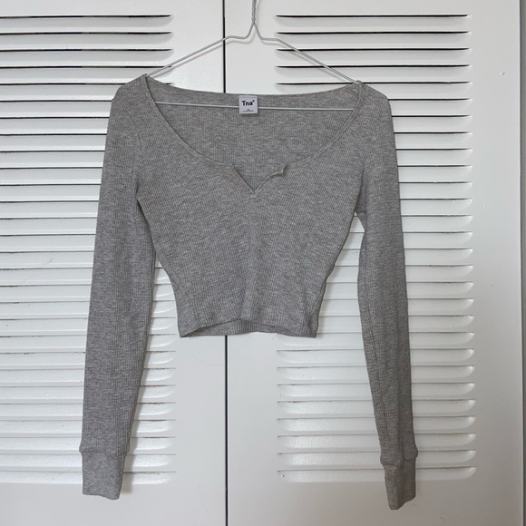 Aritzia Waffle Scoop neck Long sleeve - Picture 1 of 2